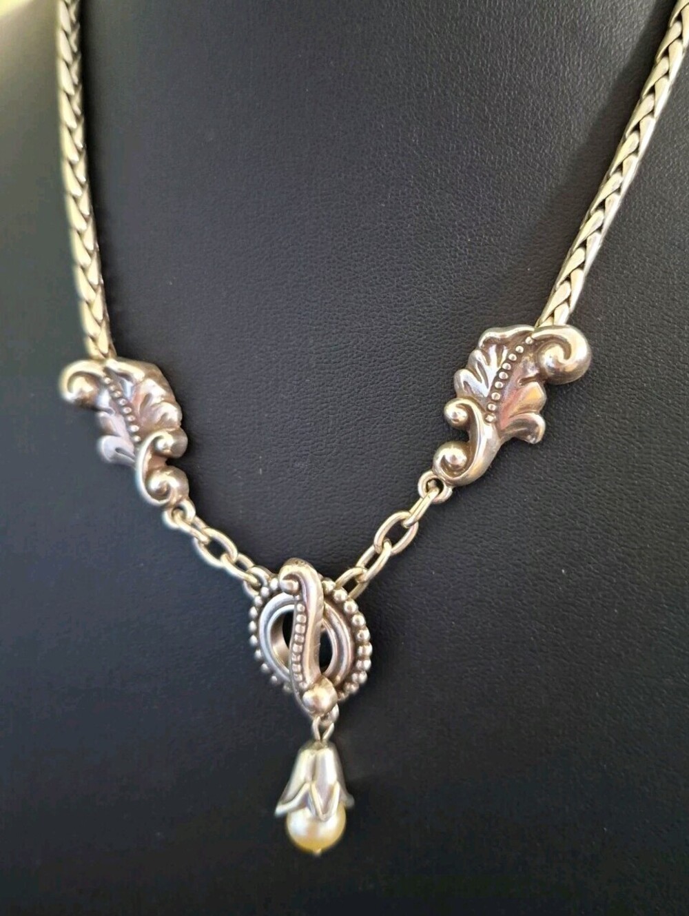 Retired Brighton Bali Pearl Front Toggle Necklace.